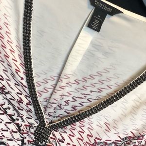 WHITE HOUSE BLACK MARKET LONG SLEEVE V NECK BLOUSE